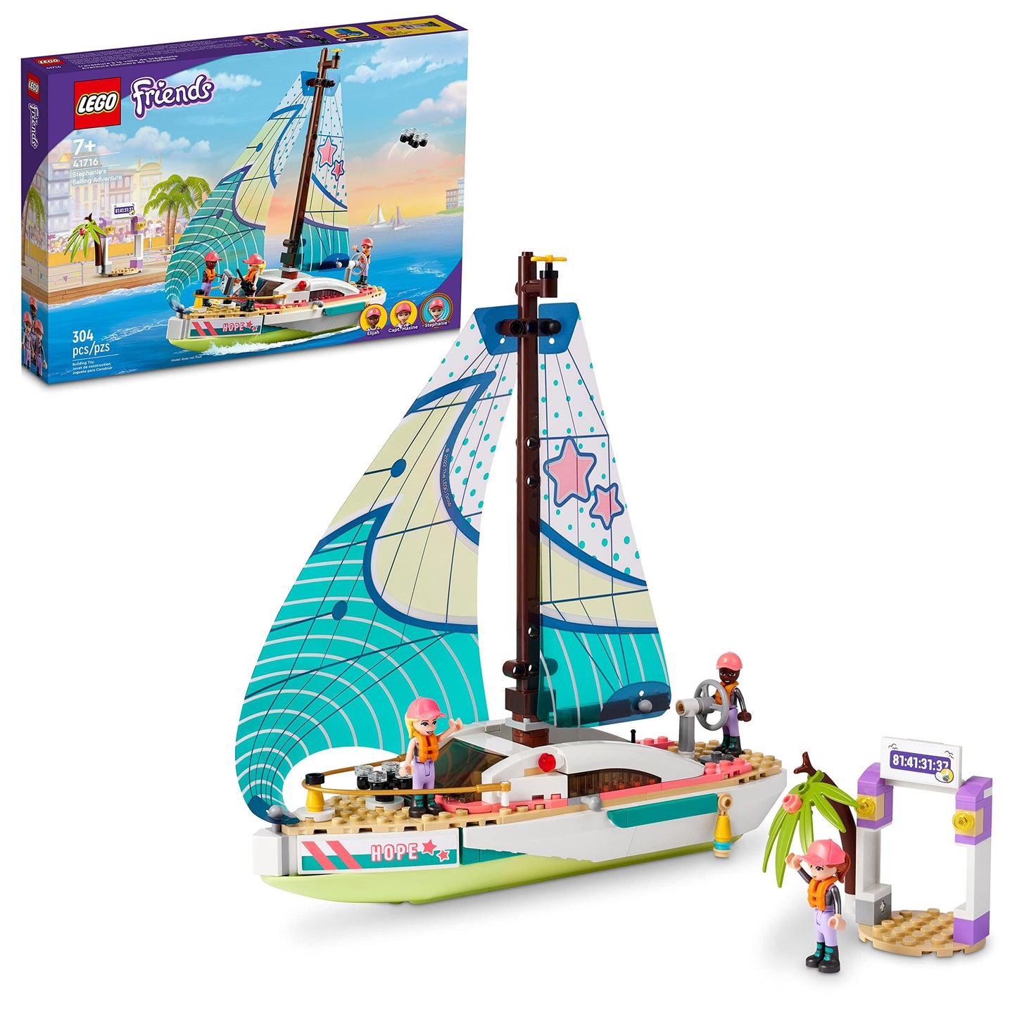 LEGO Friends Stephanie's Sailing Adventure 41716 – Sailboat Set with Island & Drone (Age 7+)