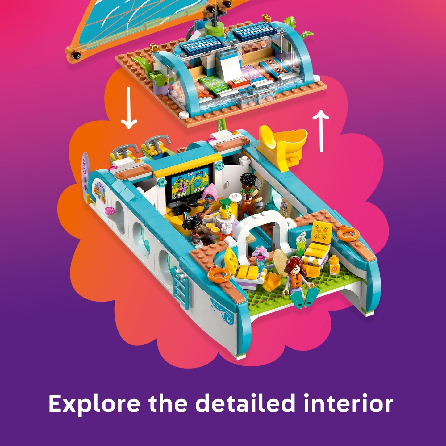 LEGO Friends Travel Boat Adventure 42664 – Boat Playset with Dolphins & 4 Minidolls (Ages 8+)