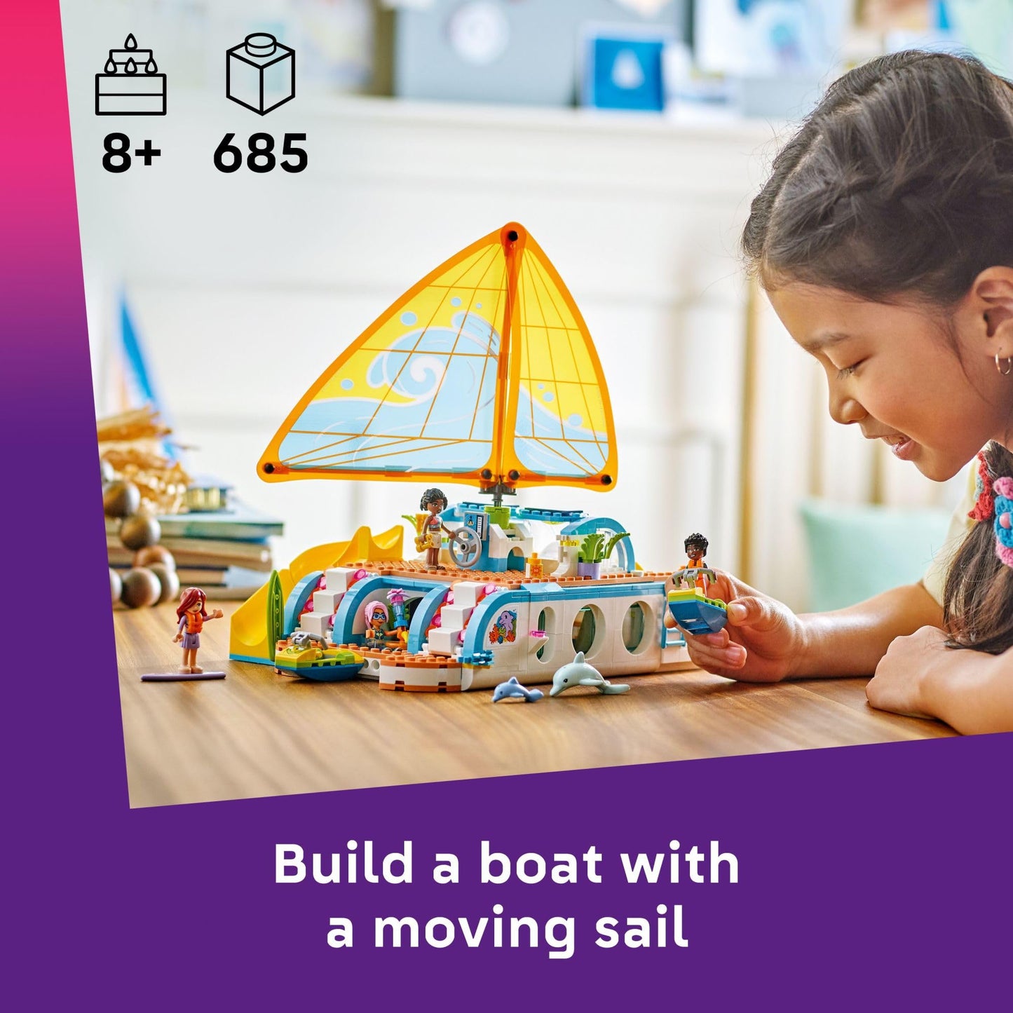 LEGO Friends Travel Boat Adventure 42664 – Boat Playset with Dolphins & 4 Minidolls (Ages 8+)