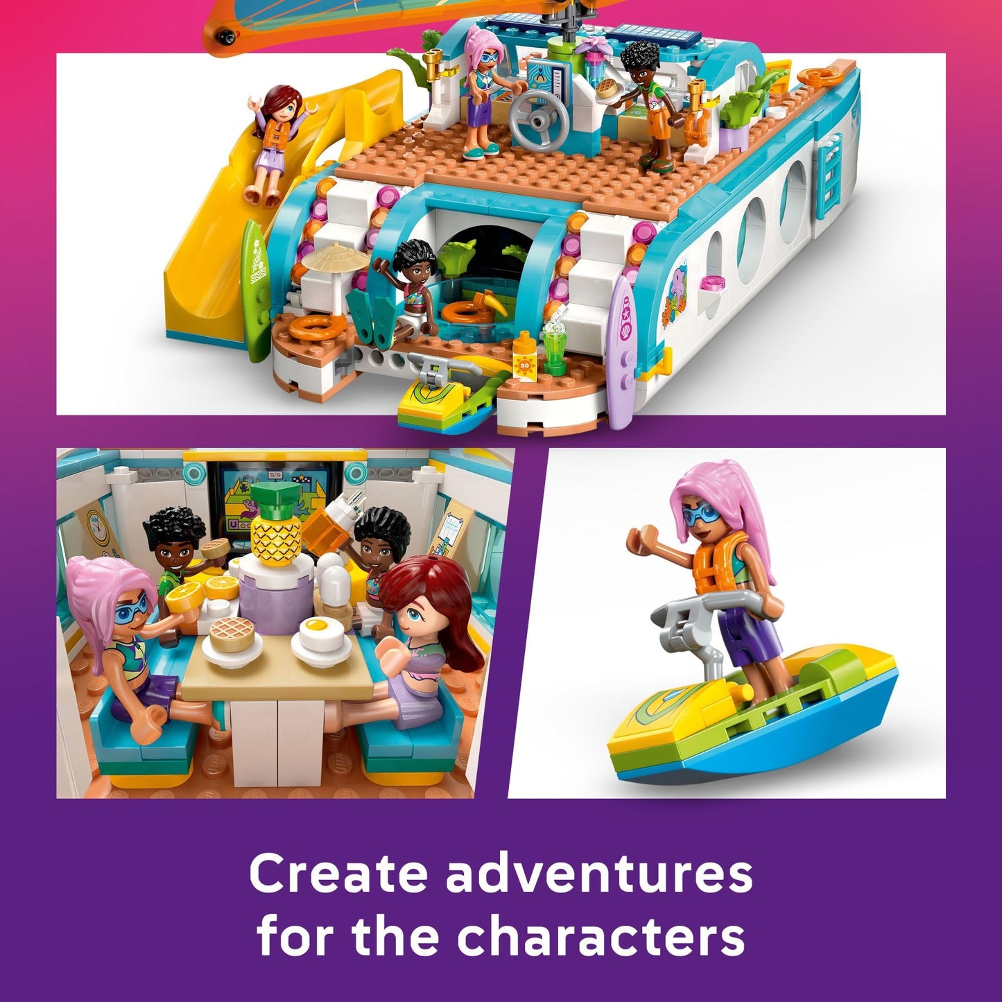 LEGO Friends Travel Boat Adventure 42664 – Boat Playset with Dolphins & 4 Minidolls (Ages 8+)
