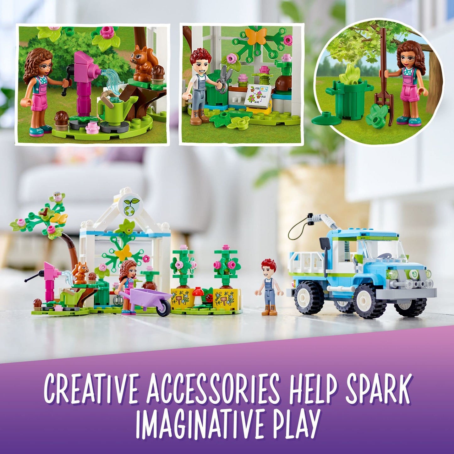 LEGO Friends Tree-Planting Vehicle 41707 – 336-Piece Nature Building Toy for Kids 6+