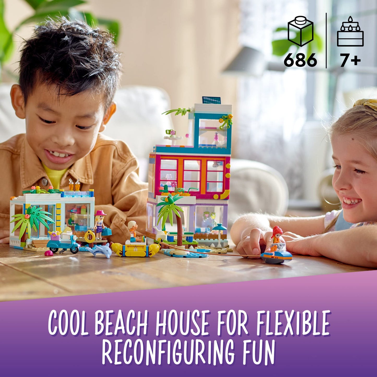 LEGO Friends Vacation Beach House 41709 | Creative Beachside Playset for Kids 7+