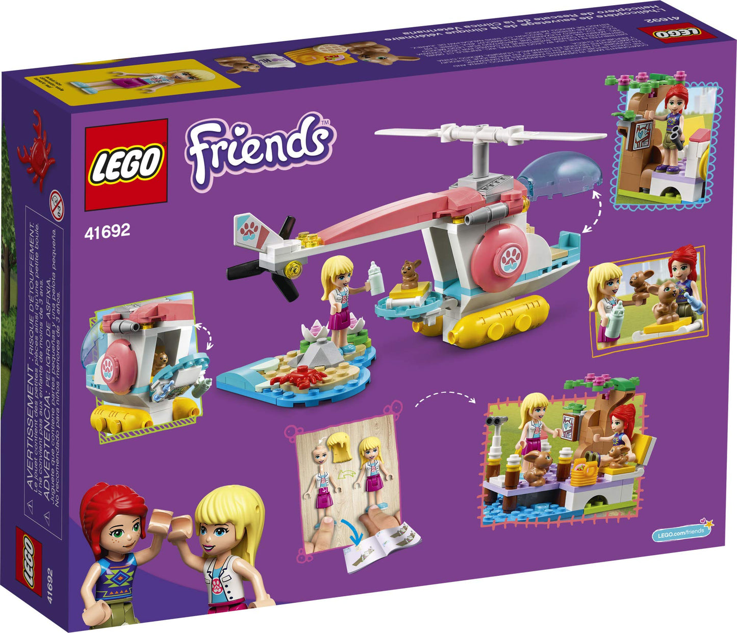 LEGO Friends Vet Clinic Rescue Helicopter 41692 – 249-Piece Building Kit for Kids (2021)