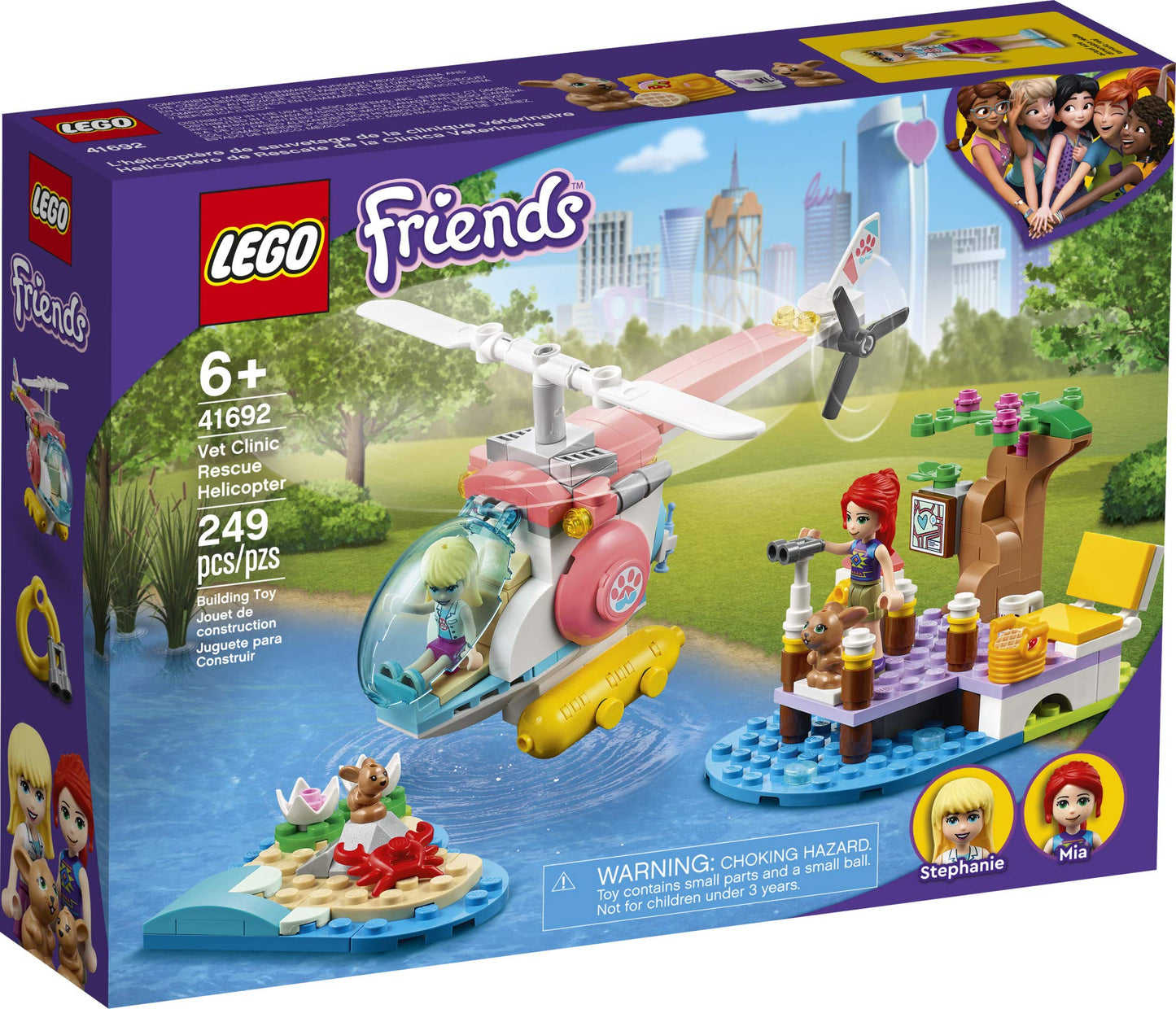 LEGO Friends Vet Clinic Rescue Helicopter 41692 – 249-Piece Building Kit for Kids (2021)
