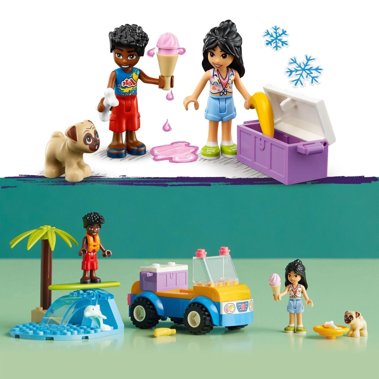 LEGO Friends Beach Buggy Fun 41725 Building Toy Set for Ages 4+ | 2 Mini-Dolls, Dog & Dolphin