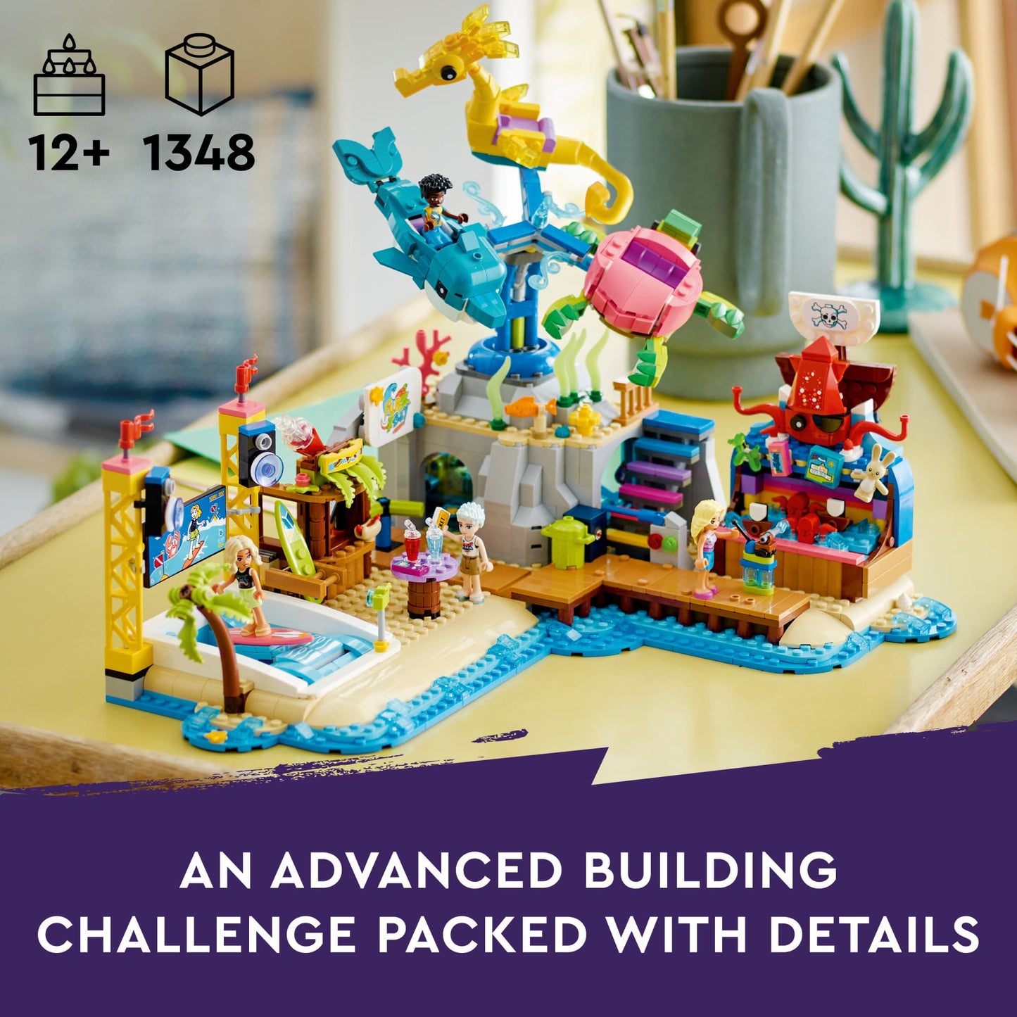 LEGO Friends Beach Amusement Park 41737 – Advanced Build with Carousel, Wave Machine & Shooting Gallery (Ages 12+)