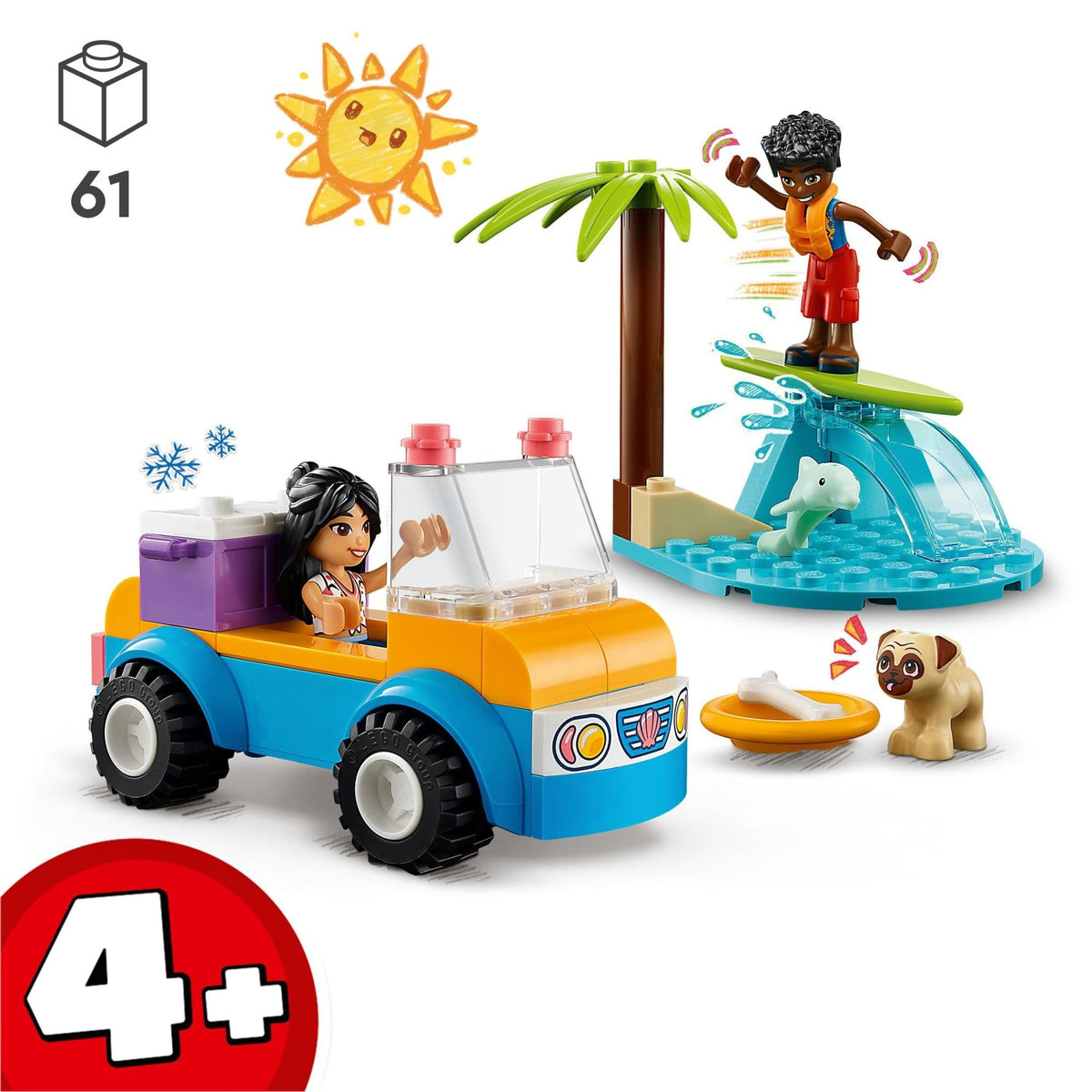 LEGO Friends Beach Buggy Fun 41725 Building Toy Set for Ages 4+ | 2 Mini-Dolls, Dog & Dolphin