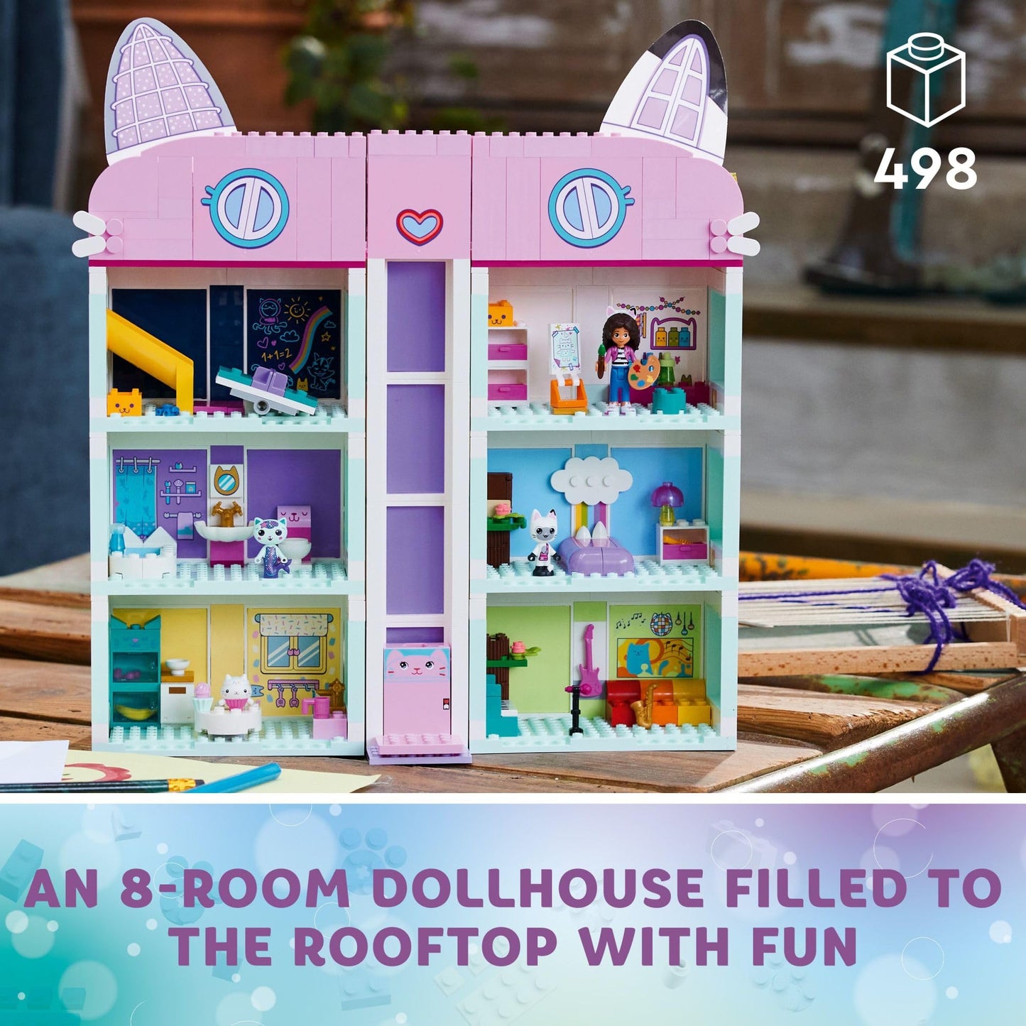 LEGO Gabby’s Dollhouse 10788 – 8-Room Buildable Playset with 4 Minifigures for Ages 4+