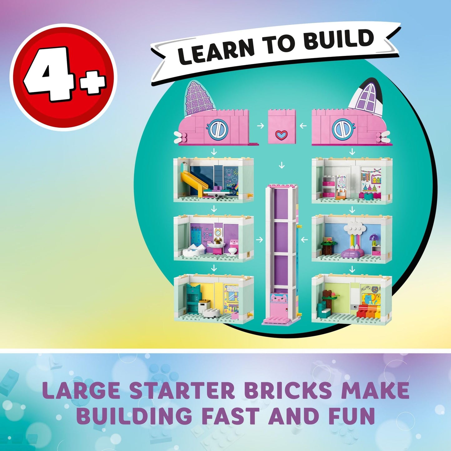 LEGO Gabby’s Dollhouse 10788 – 8-Room Buildable Playset with 4 Minifigures for Ages 4+