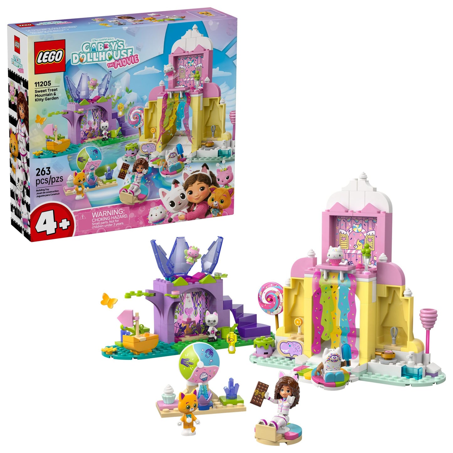 LEGO Gabby’s Dollhouse Sweet Treat Mountain & Kitty Garden 11205 – 263-Piece Building Set