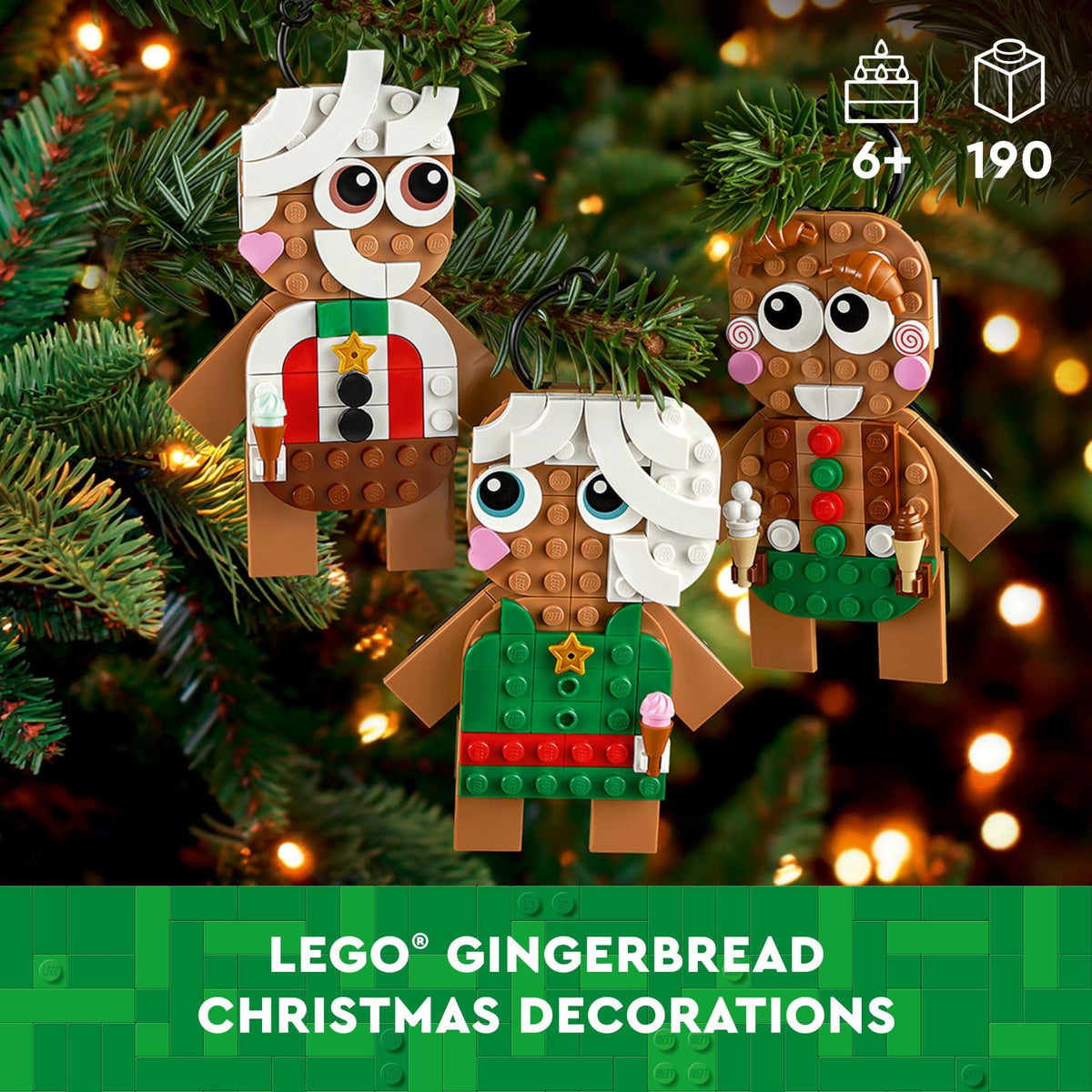 LEGO Gingerbread Ornaments (40642) – 3 Buildable Figures for Tree Decor