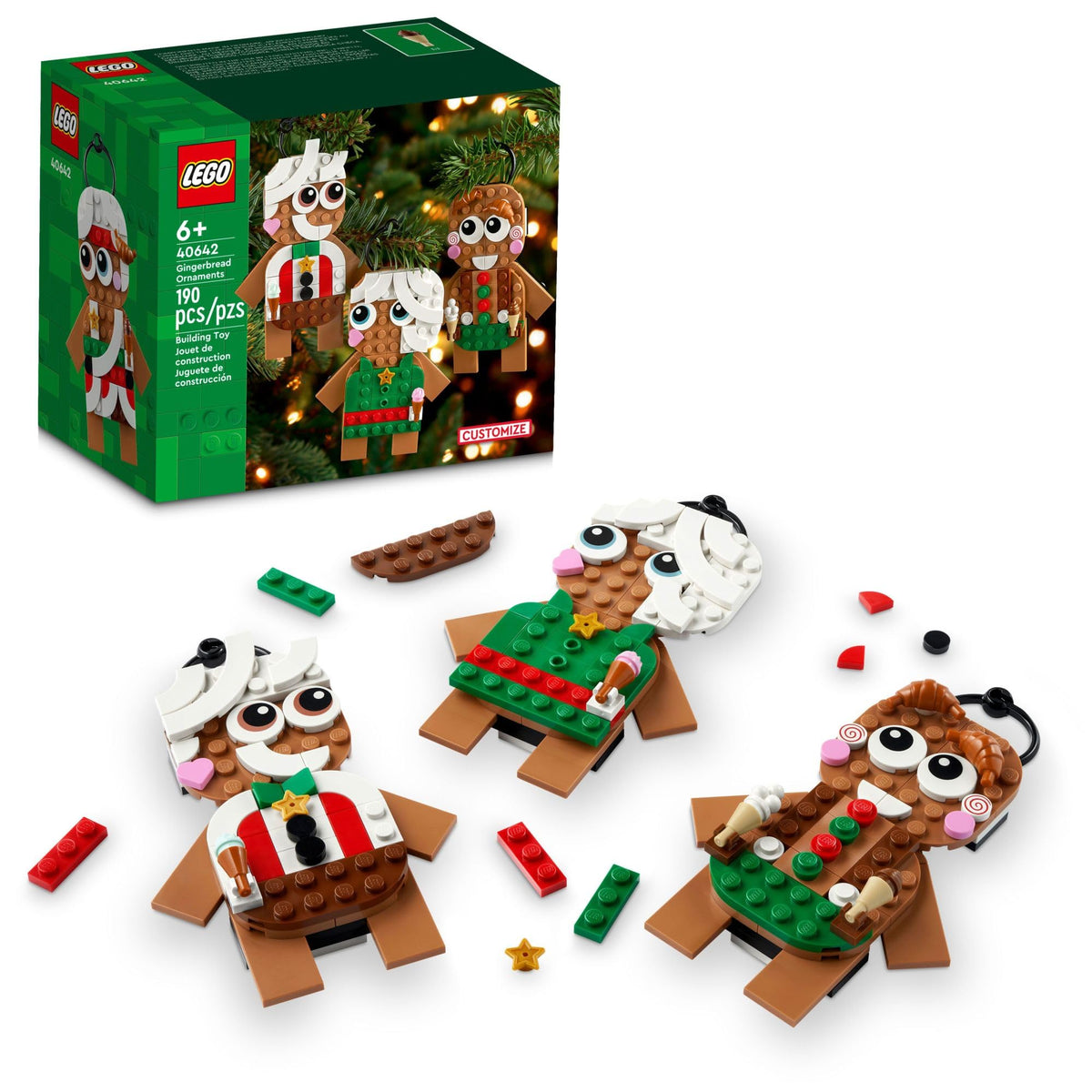 LEGO Gingerbread Ornaments (40642) – 3 Buildable Figures for Tree Decor