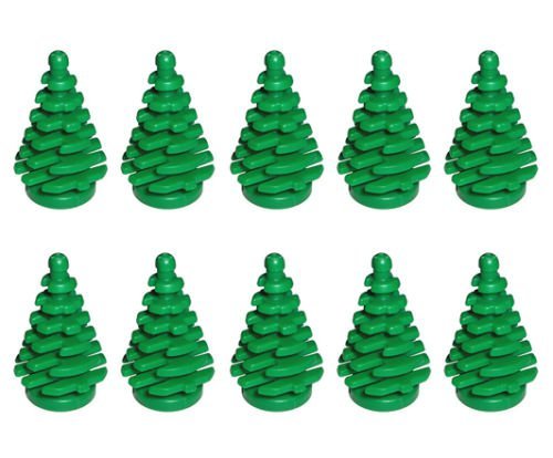 LEGO Green Pine Tree 2x2x4 – 10-Piece Small Forest Foliage for City & Christmas Builds