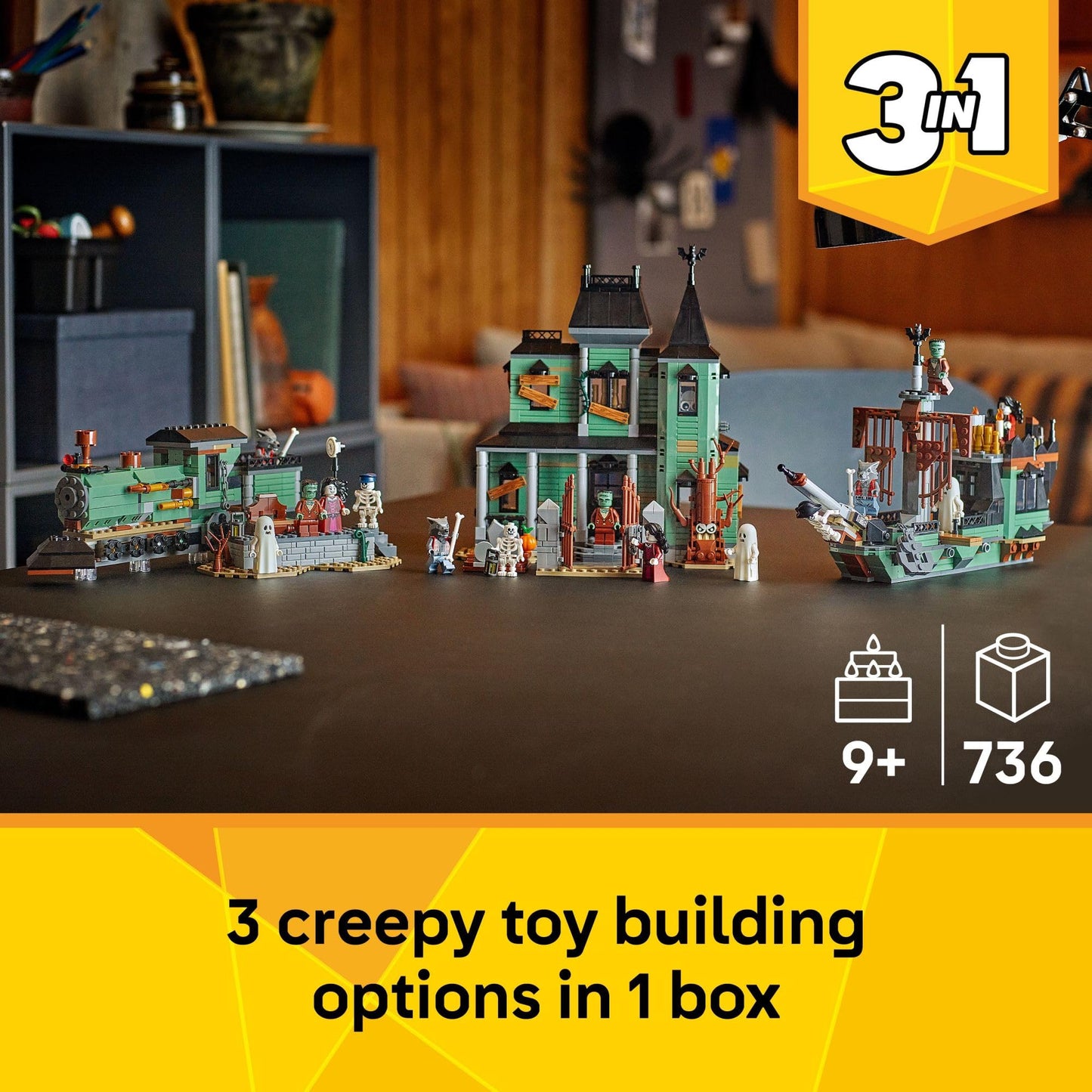 LEGO Creator 3-in-1 Haunted Mansion (31167) | 736-Piece Building Toy for Kids 9+