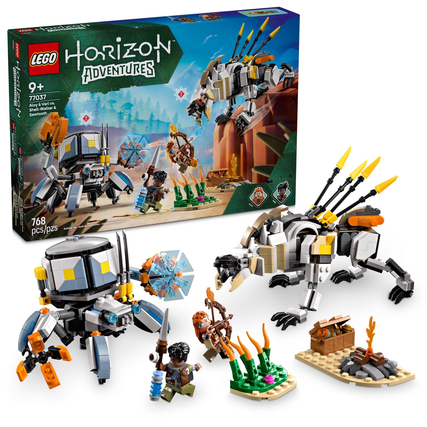 LEGO Horizon Adventures 77037: Aloy & Varl vs Shell-Walker & Sawtooth – Building Toy