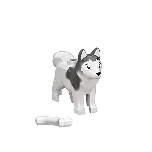 LEGO Husky Arctic Sled Dog Minifigure with Bone — Approx. 1 Inch Tall