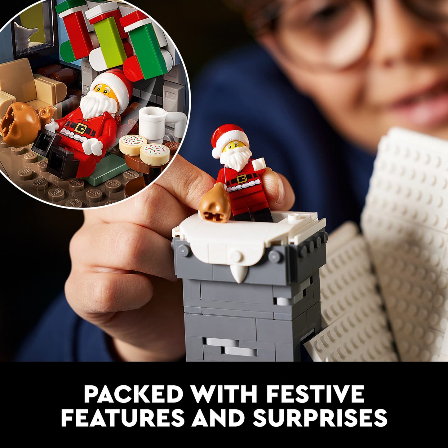 LEGO Icons Santa's Visit 10293 Christmas House – Festive Village Set for Adults
