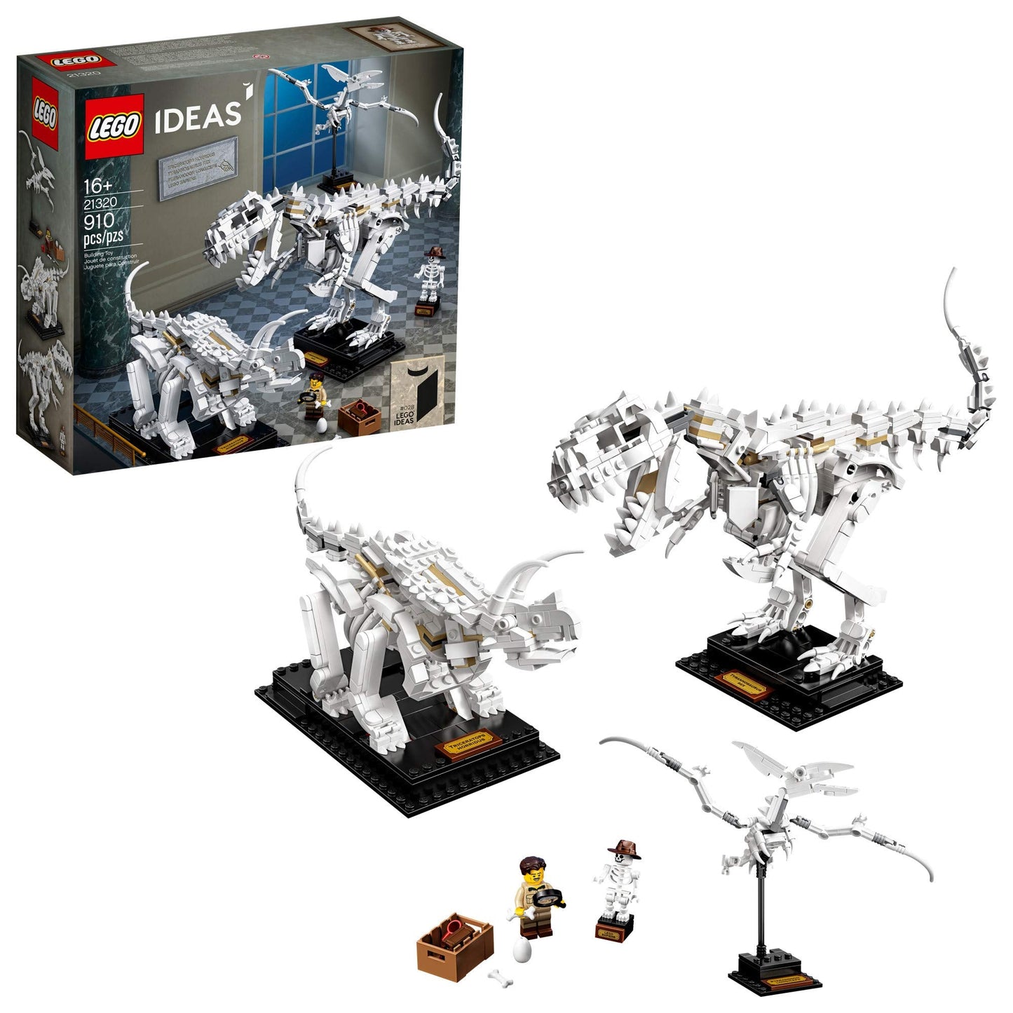 LEGO Ideas 21320 Dinosaur Fossils Building Kit – 910 Pieces | Museum-Style Skeletons
