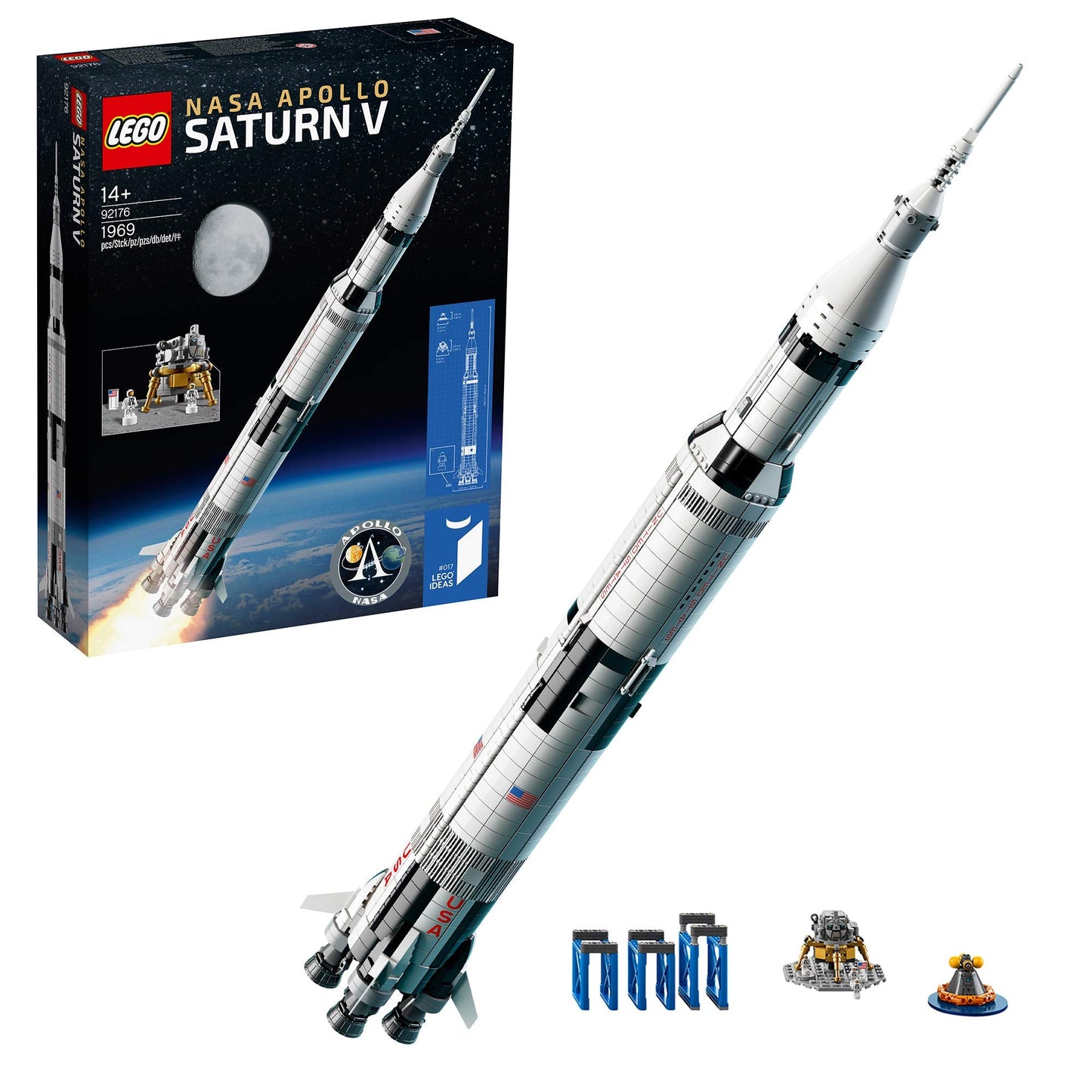 LEGO 92176 NASA Apollo Saturn V Space Rocket Model — Display-Ready 1m Tall 5-Module Replica