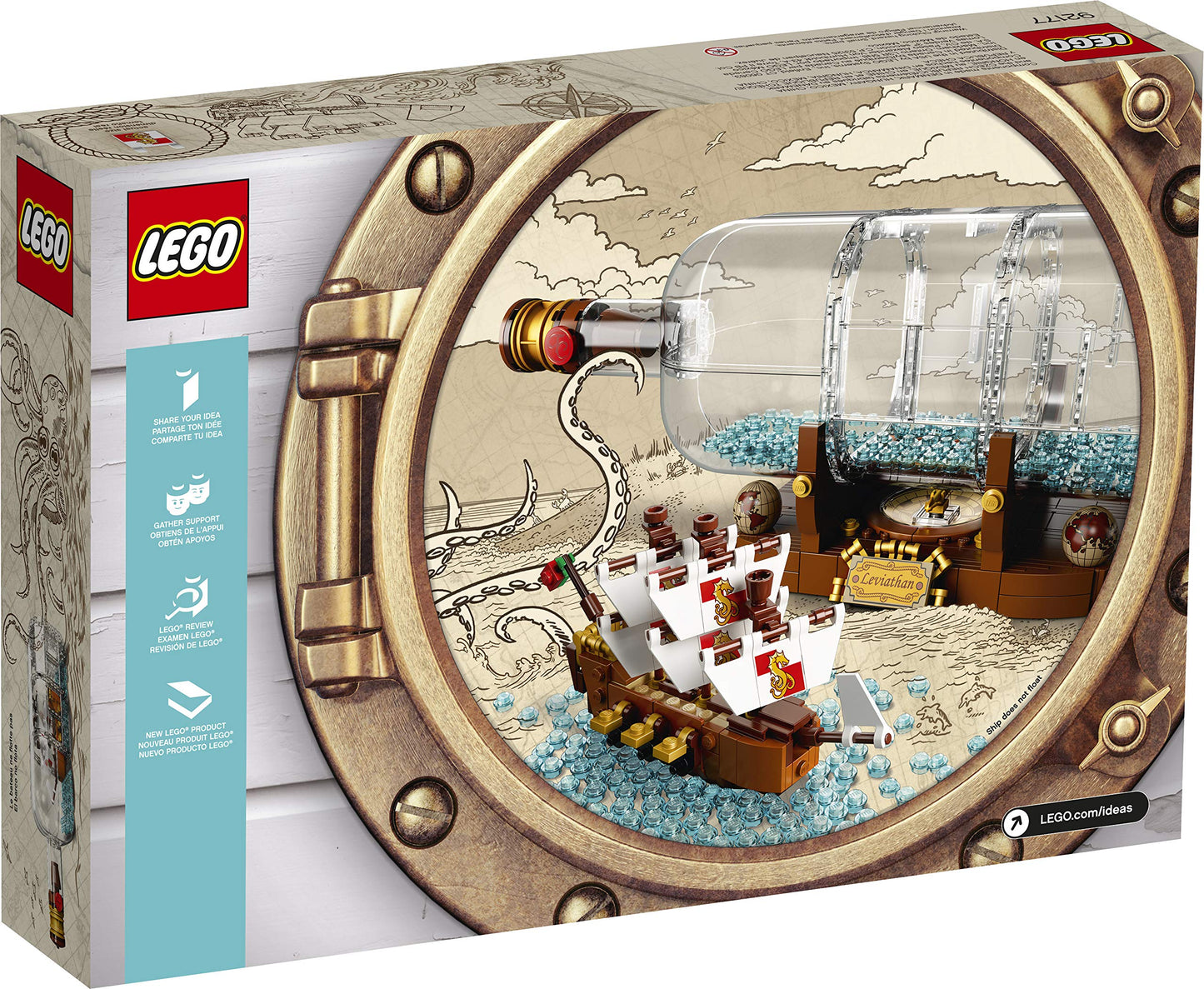 LEGO Ideas Ship in a Bottle 92177 – Expert Building Kit (962 Pieces) | Collectible Display for Adults