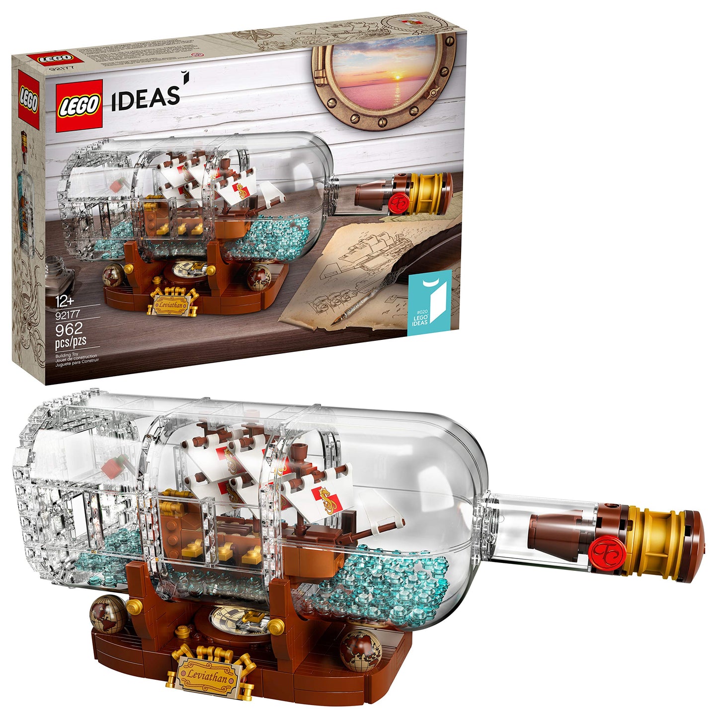 LEGO Ideas Ship in a Bottle 92177 – Expert Building Kit (962 Pieces) | Collectible Display for Adults