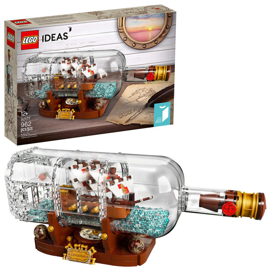 LEGO Ideas Ship in a Bottle 92177 – Expert Building Kit (962 Pieces) | Collectible Display for Adults