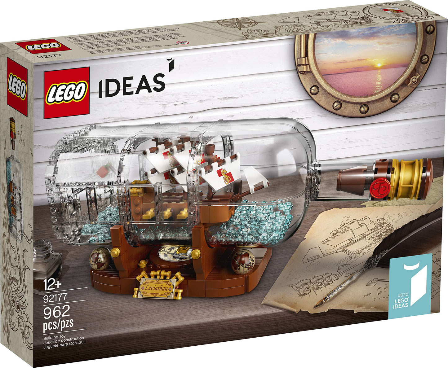LEGO Ideas Ship in a Bottle 92177 – Expert Building Kit (962 Pieces) | Collectible Display for Adults