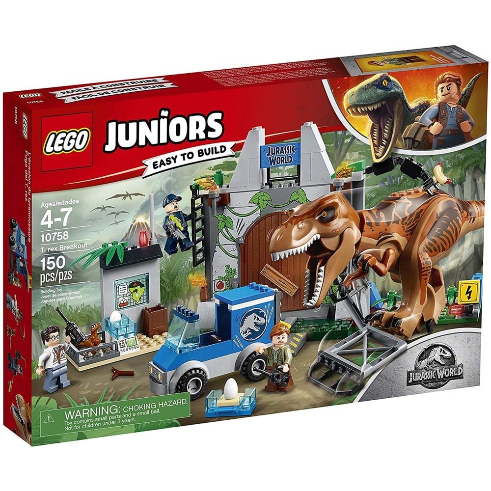 LEGO Juniors 4+ Jurassic World T. rex Breakout 10758 Building Kit – 150 Pieces