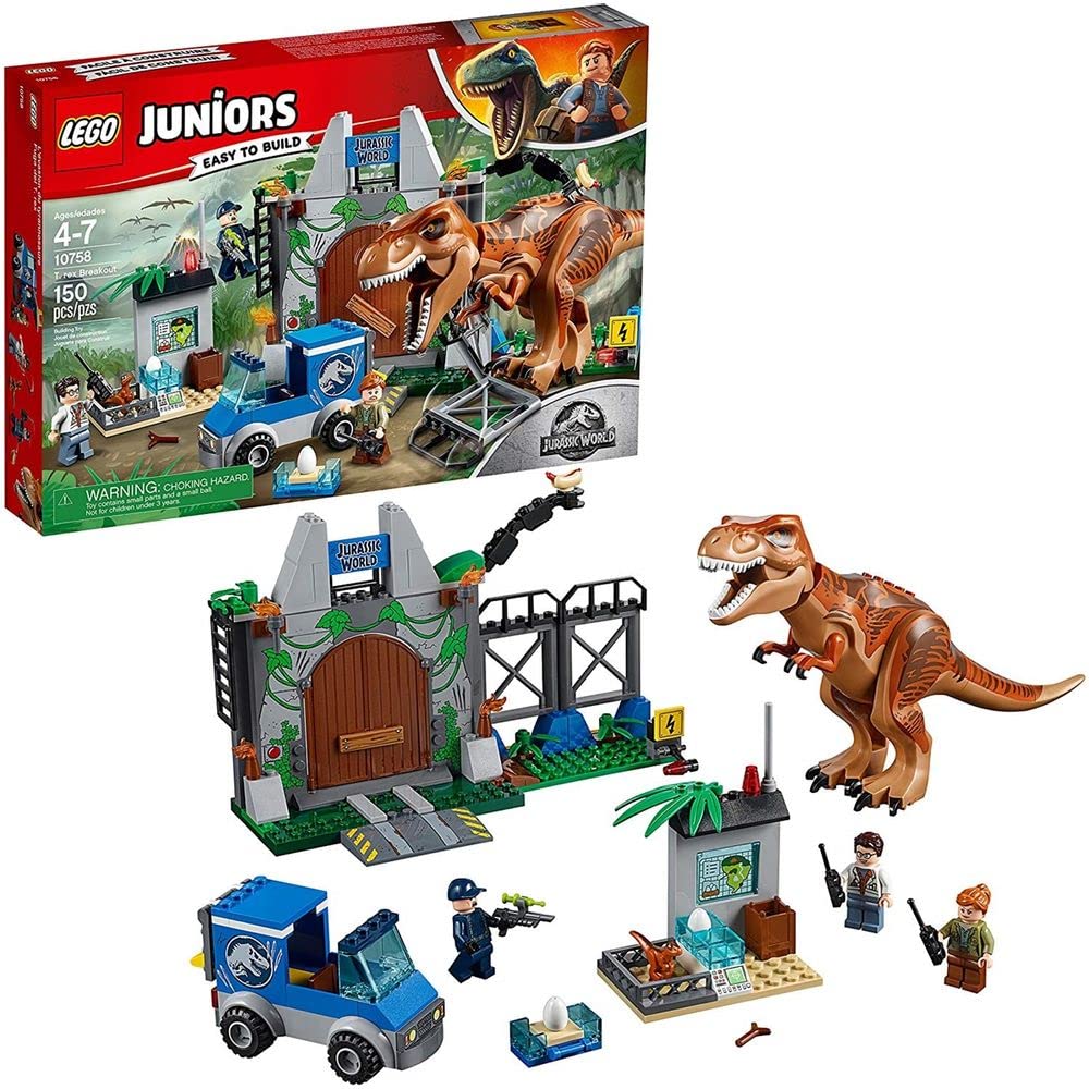 LEGO Juniors 4+ Jurassic World T. rex Breakout 10758 Building Kit – 150 Pieces