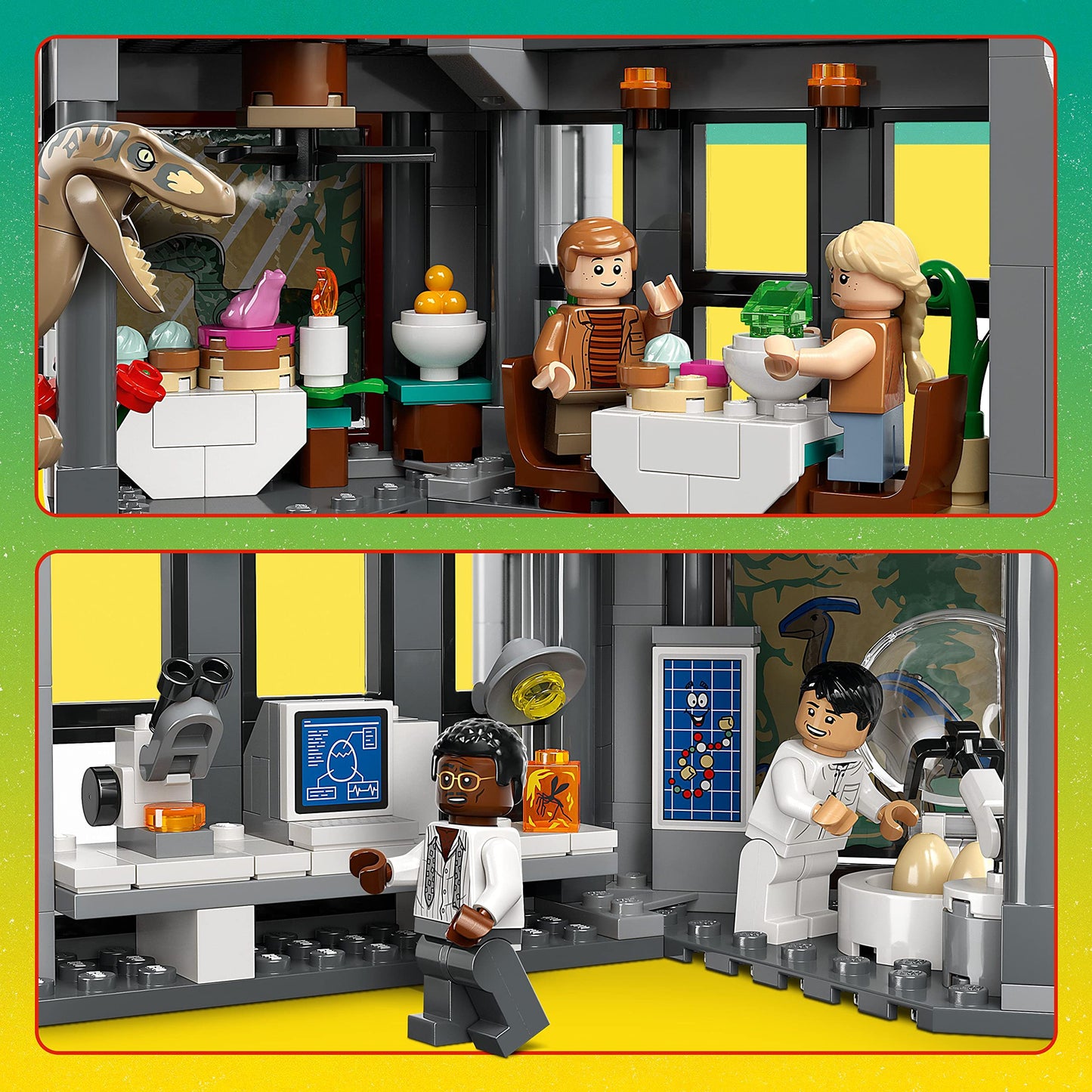 LEGO Jurassic Park Visitor Center 76961 – T. rex & Raptor Attack Buildable Dinosaur Toy (6 Minifigures)