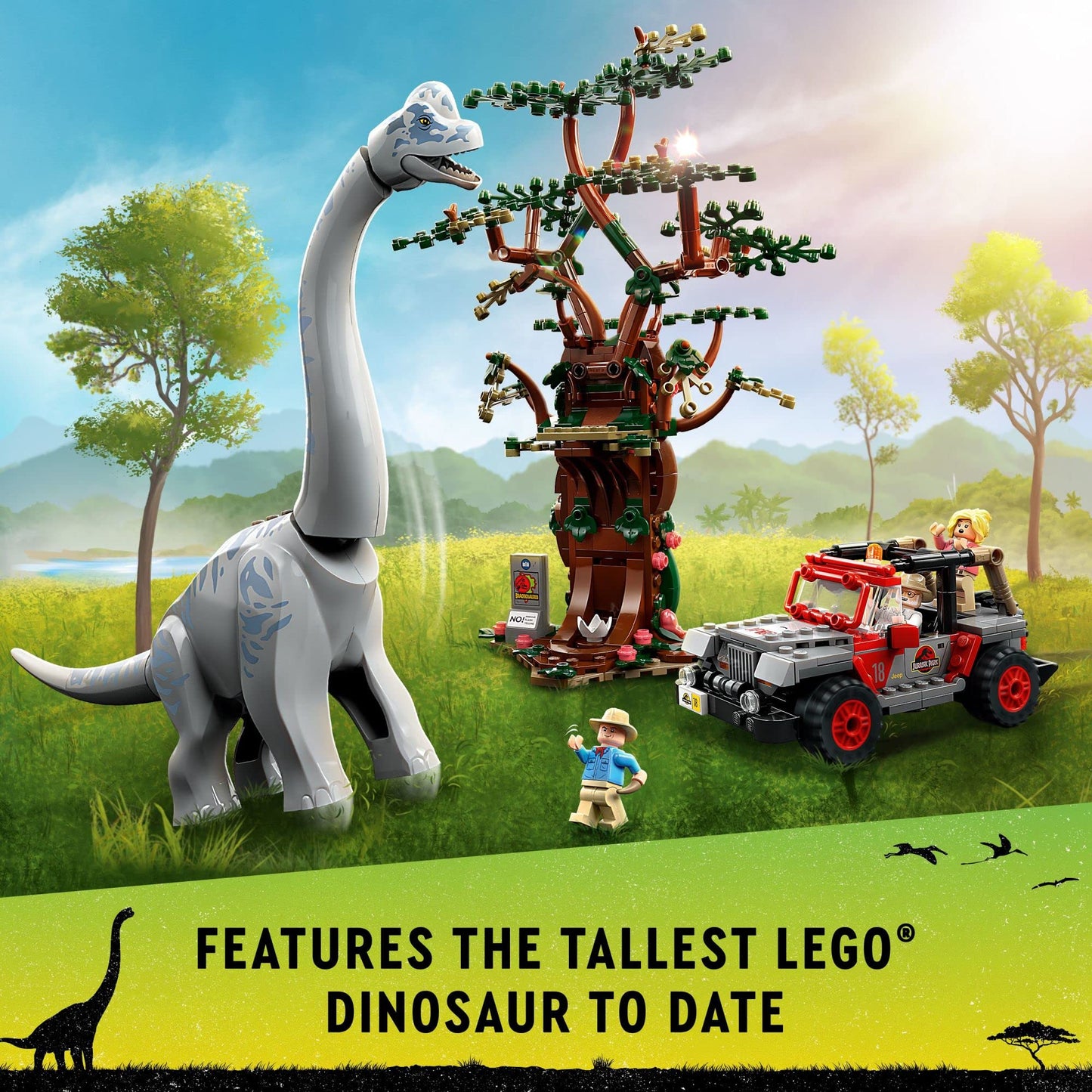LEGO Jurassic World Brachiosaurus Discovery 76960 – 30th Anniversary Dinosaur Toy & Jeep Wrangler