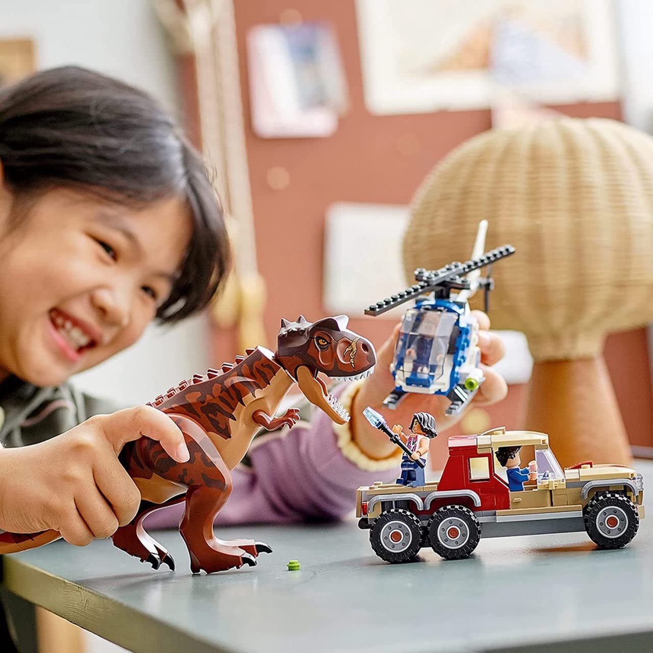 LEGO Jurassic World Carnotaurus Dinosaur Chase 76941 – Buildable Helicopter & Truck