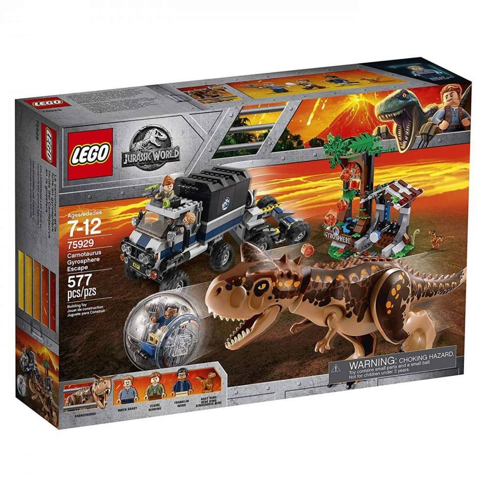 LEGO Jurassic World Carnotaurus Gyrosphere Escape 75929 – 577-Piece Building Kit