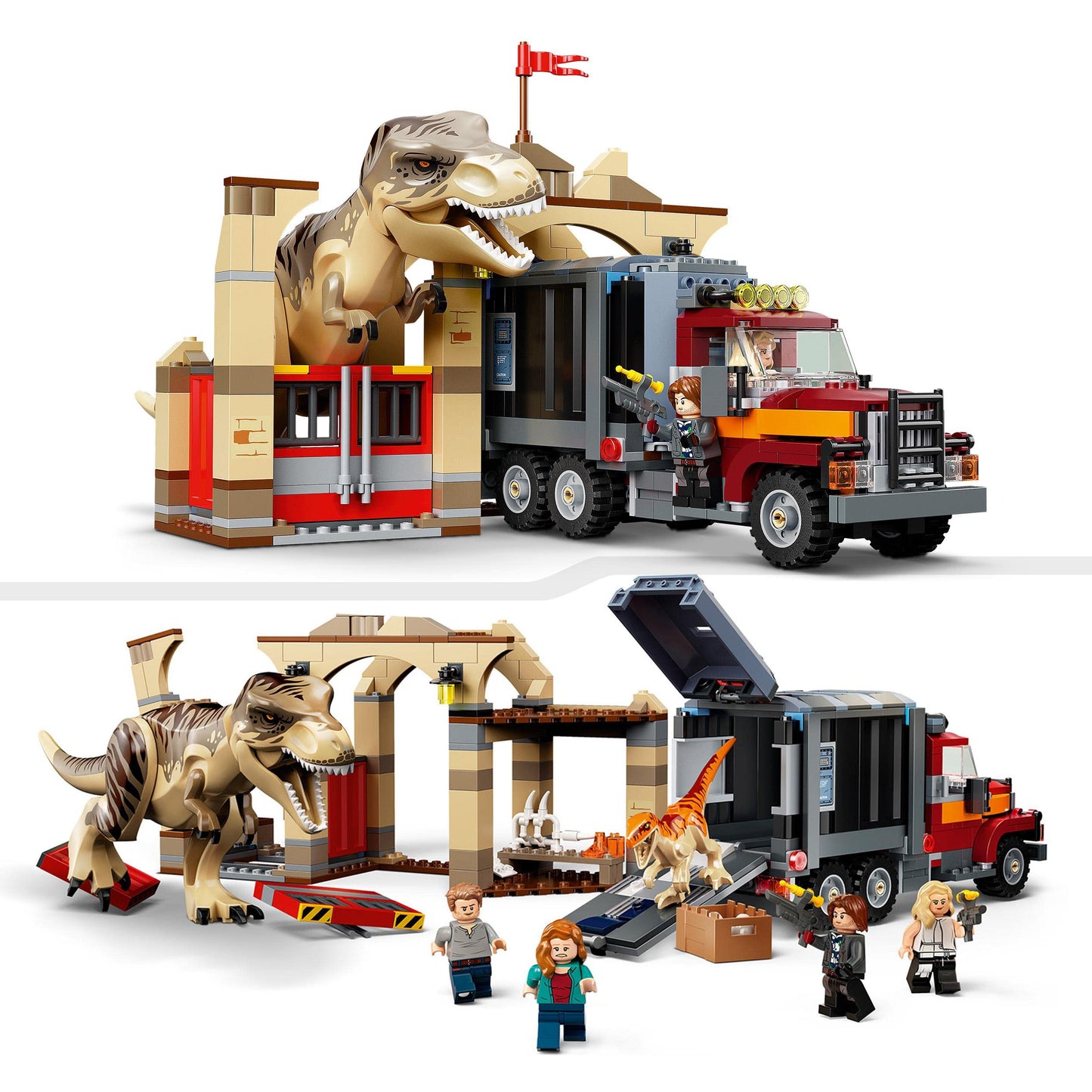 LEGO 76948 Jurassic World T. Rex & Atrociraptor Dinosaur Escape Set with Truck — 4 Minifigures, 8+