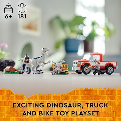 LEGO Jurassic World Blue & Beta Velociraptor Capture – 181 Pieces for Kids 6+