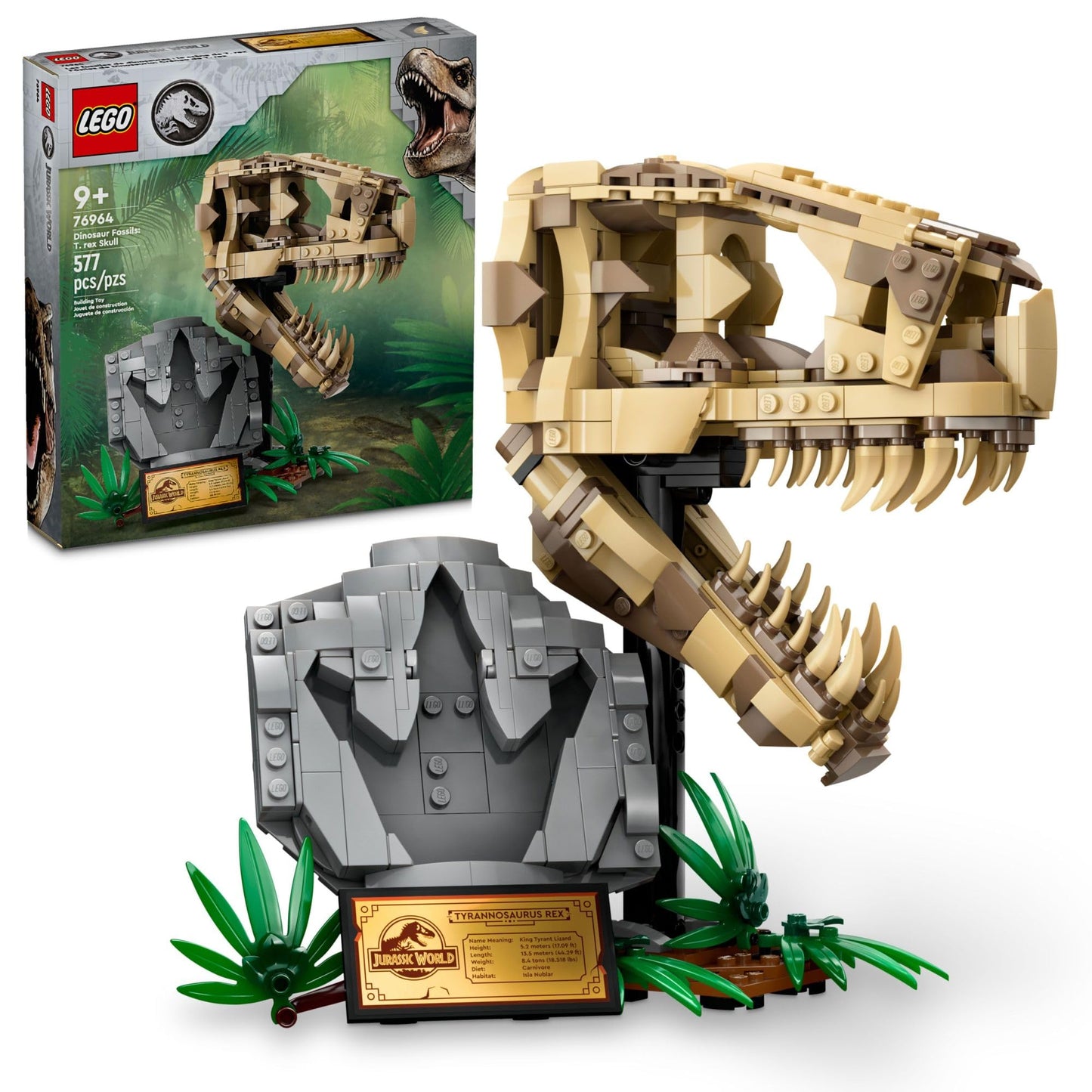 LEGO Jurassic World T. rex Skull Fossils (76964) – Display Model for Kids 9+