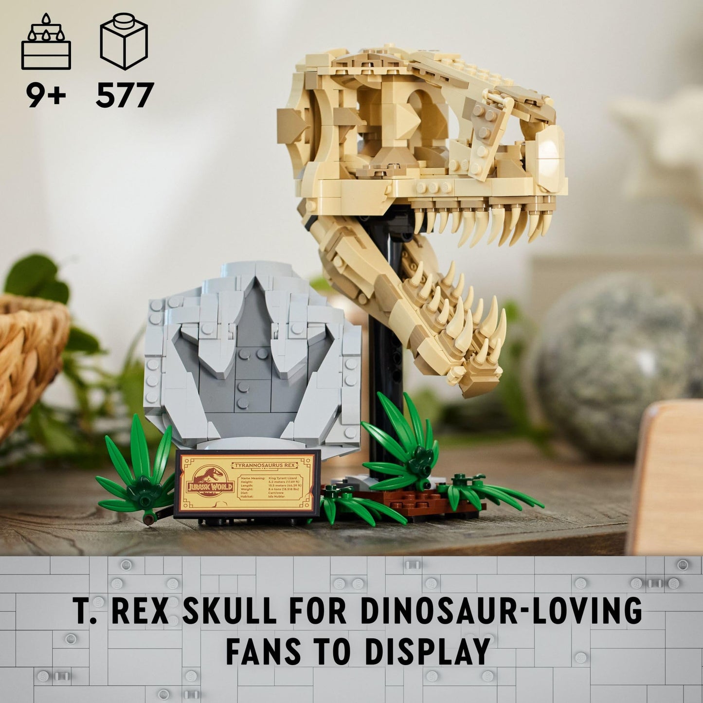 LEGO Jurassic World T. rex Skull Fossils (76964) – Display Model for Kids 9+