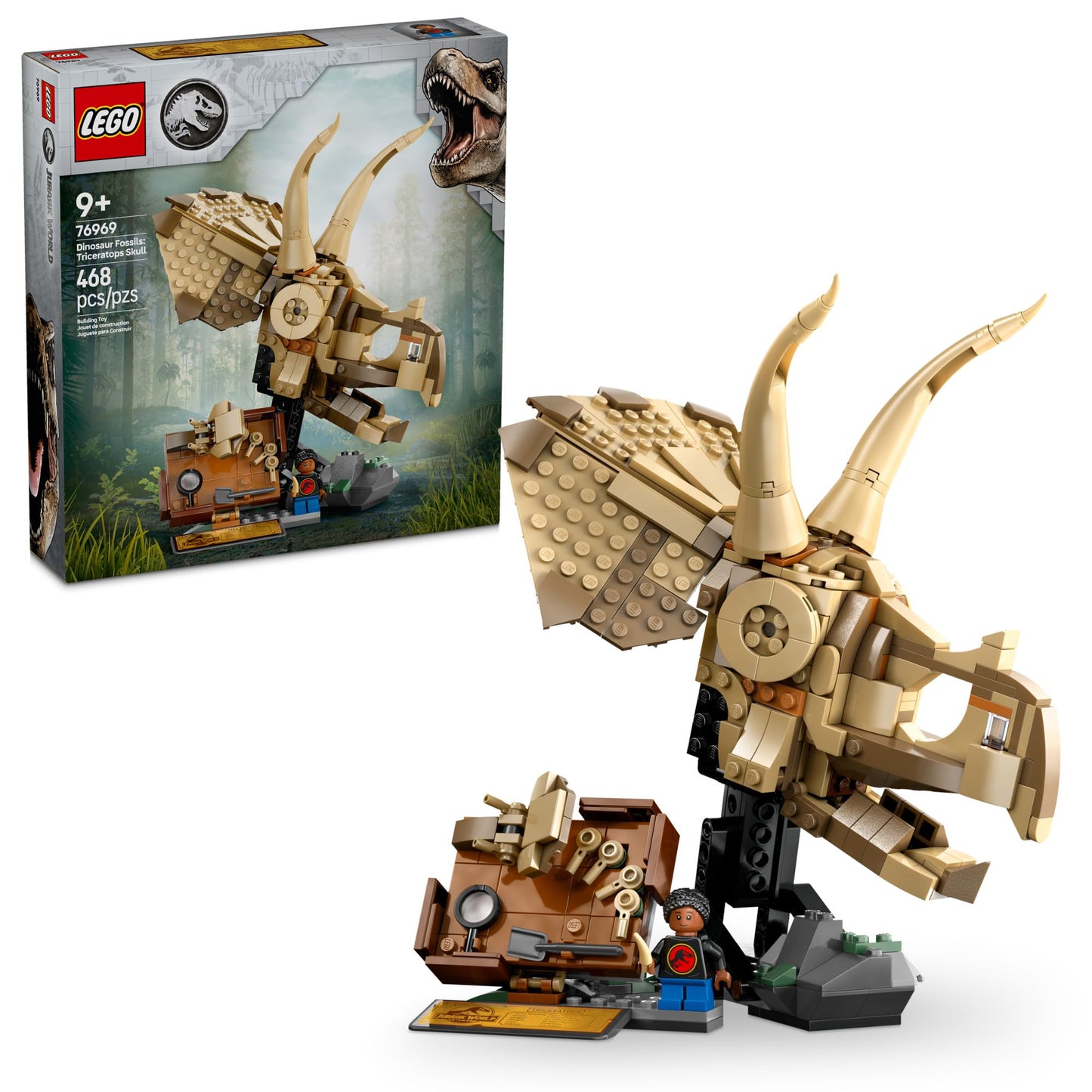 LEGO Jurassic World Dinosaur Fossils: Triceratops Skull Build & Display Set (76969)
