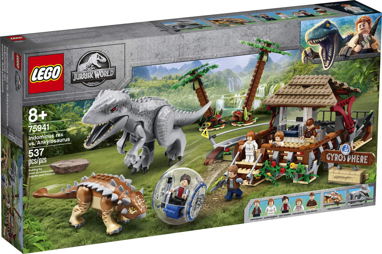 LEGO Jurassic World Indominus Rex vs Ankylosaurus 75941 – Dinosaur Battle Building Toy (537 Pieces)