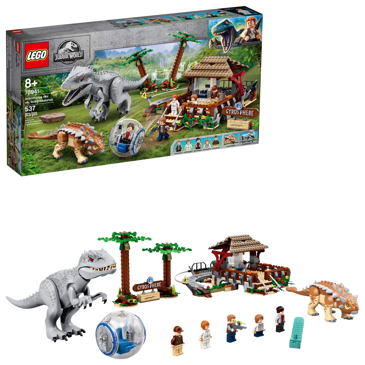 LEGO Jurassic World Indominus Rex vs Ankylosaurus 75941 – Dinosaur Battle Building Toy (537 Pieces)