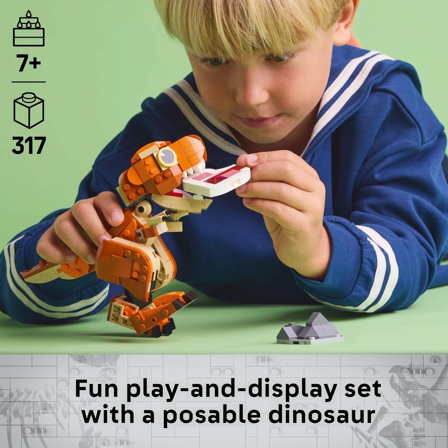 LEGO Jurassic World Little Eatie T rex Toy 76967 – Movable Jaw, Poseable Tail, 317 Pieces, Gift for Ages 7+