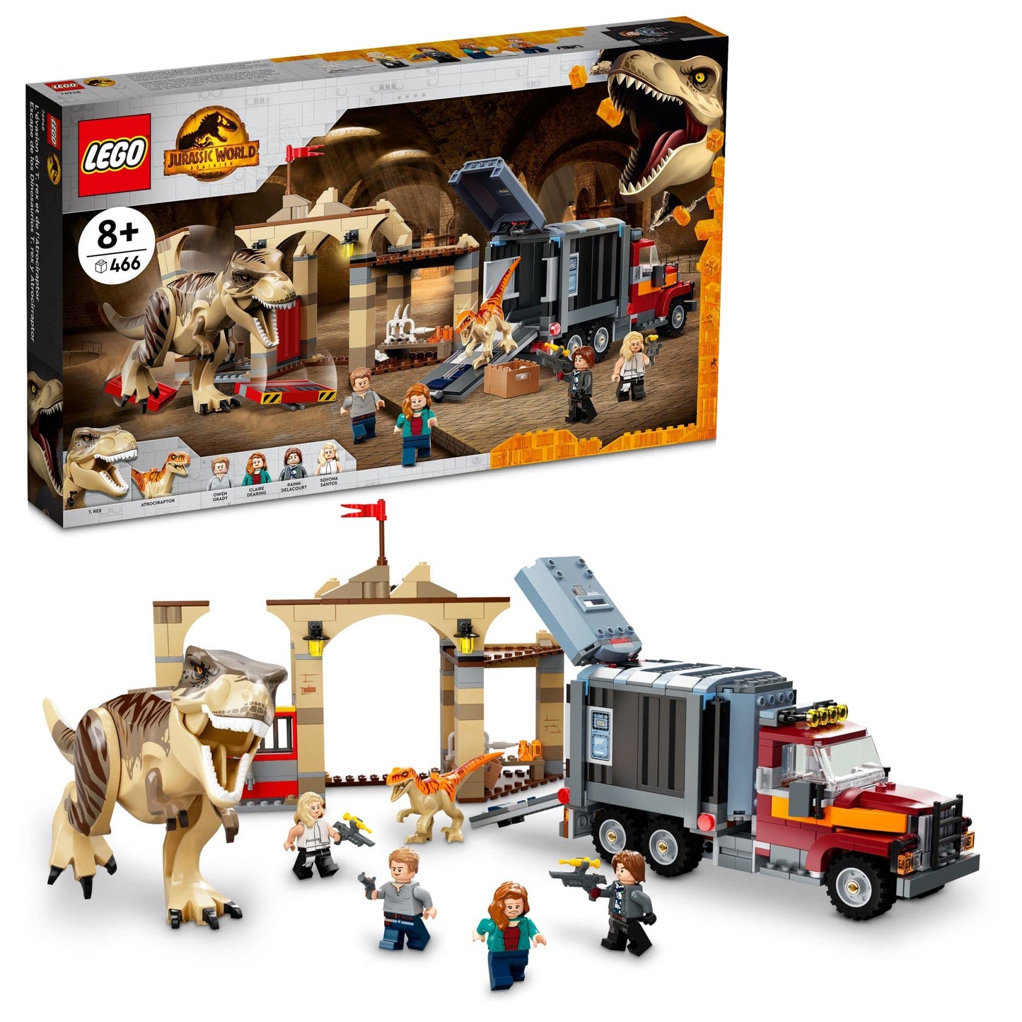 LEGO Jurassic World T. rex & Atrociraptor Breakout 76948 | 466 Pieces, 4 Minifigures