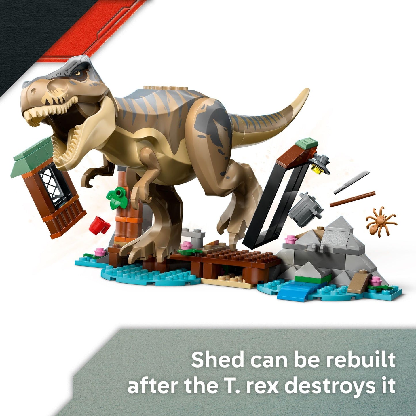 LEGO Jurassic World T. rex River Escape 76975 – Poseable Dino & Rescue Set for Kids 5–7