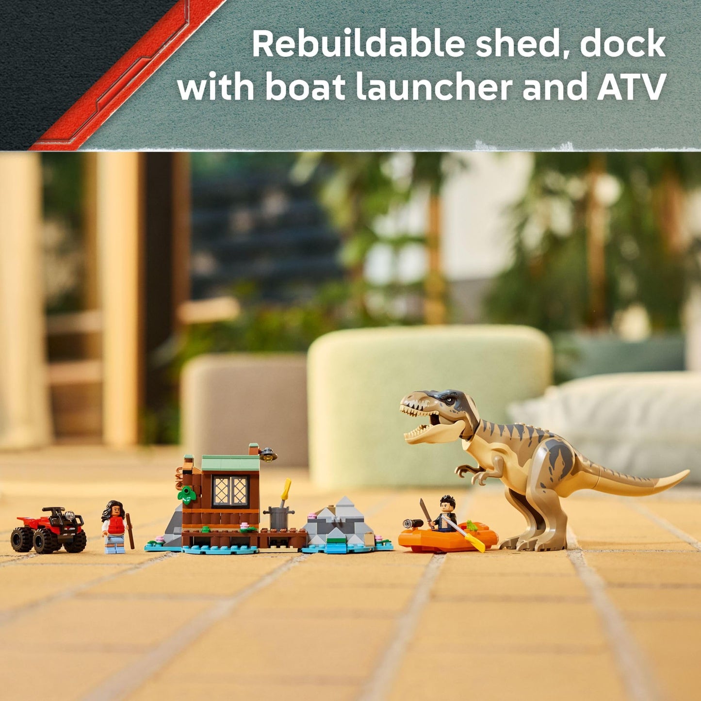 LEGO Jurassic World T. rex River Escape 76975 – Poseable Dino & Rescue Set for Kids 5–7