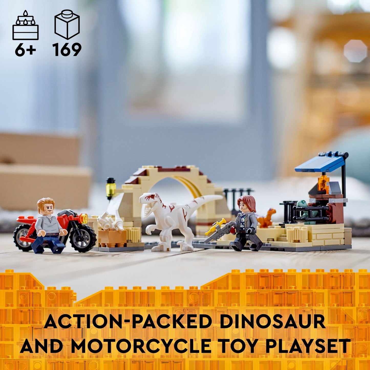 LEGO Jurassic World Atrociraptor Bike Chase Set 76945 – 169-Piece Dino Action Toy