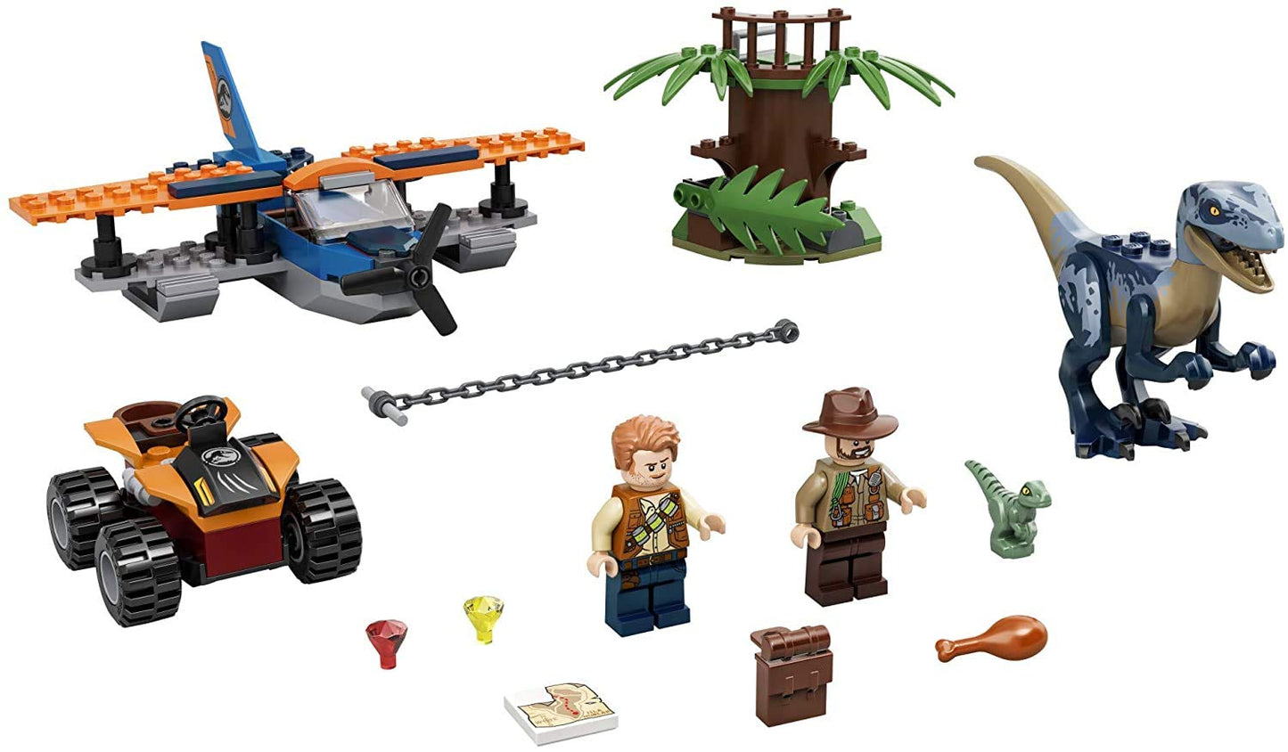 LEGO Jurassic World Velociraptor: Biplane Rescue Mission 75942 | Buildable Plane, Raptor & Delta
