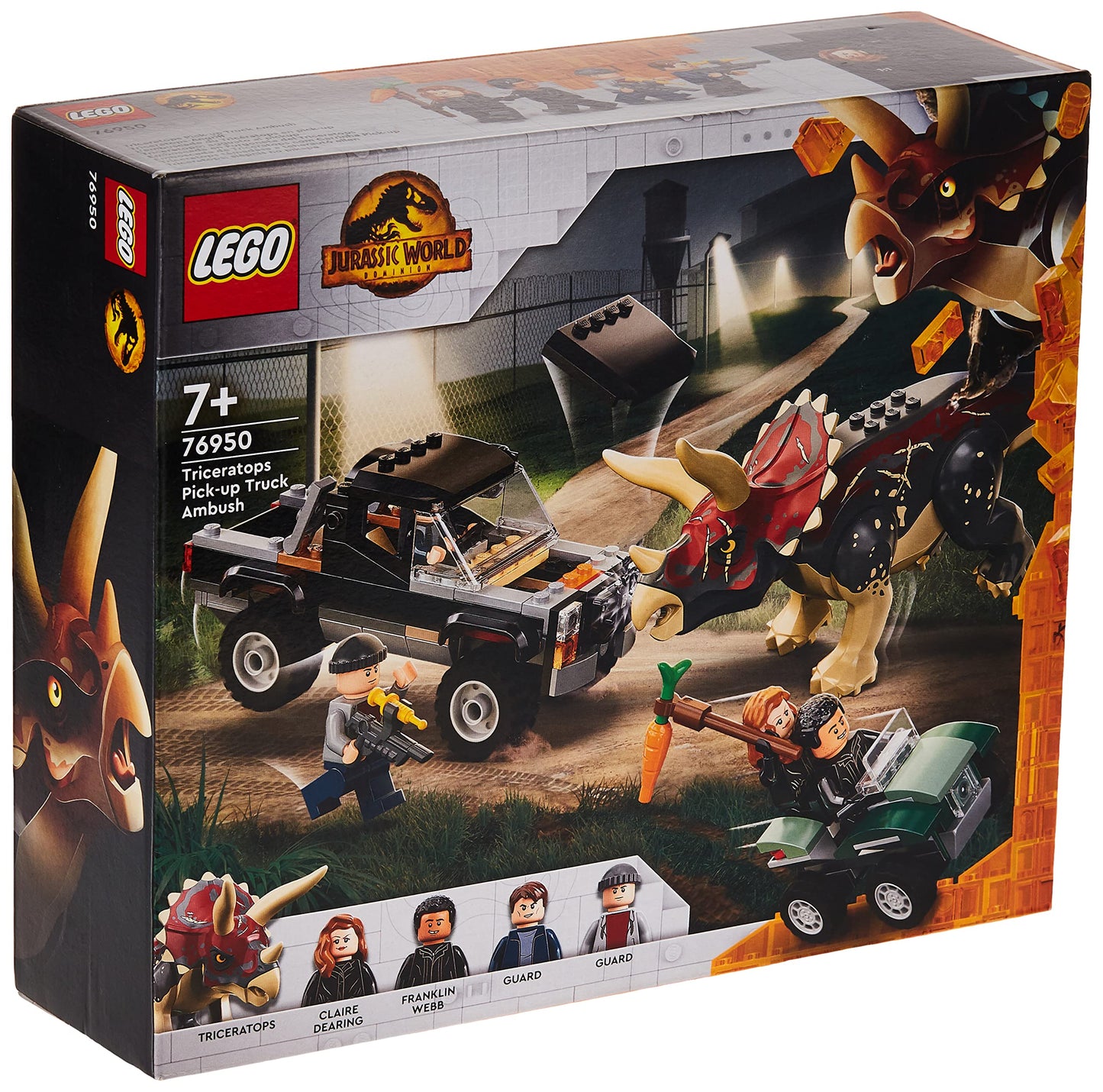 LEGO Jurassic World 76950 Triceratops Truck Attack – 210-Piece Dino Action Set for Kids 7+