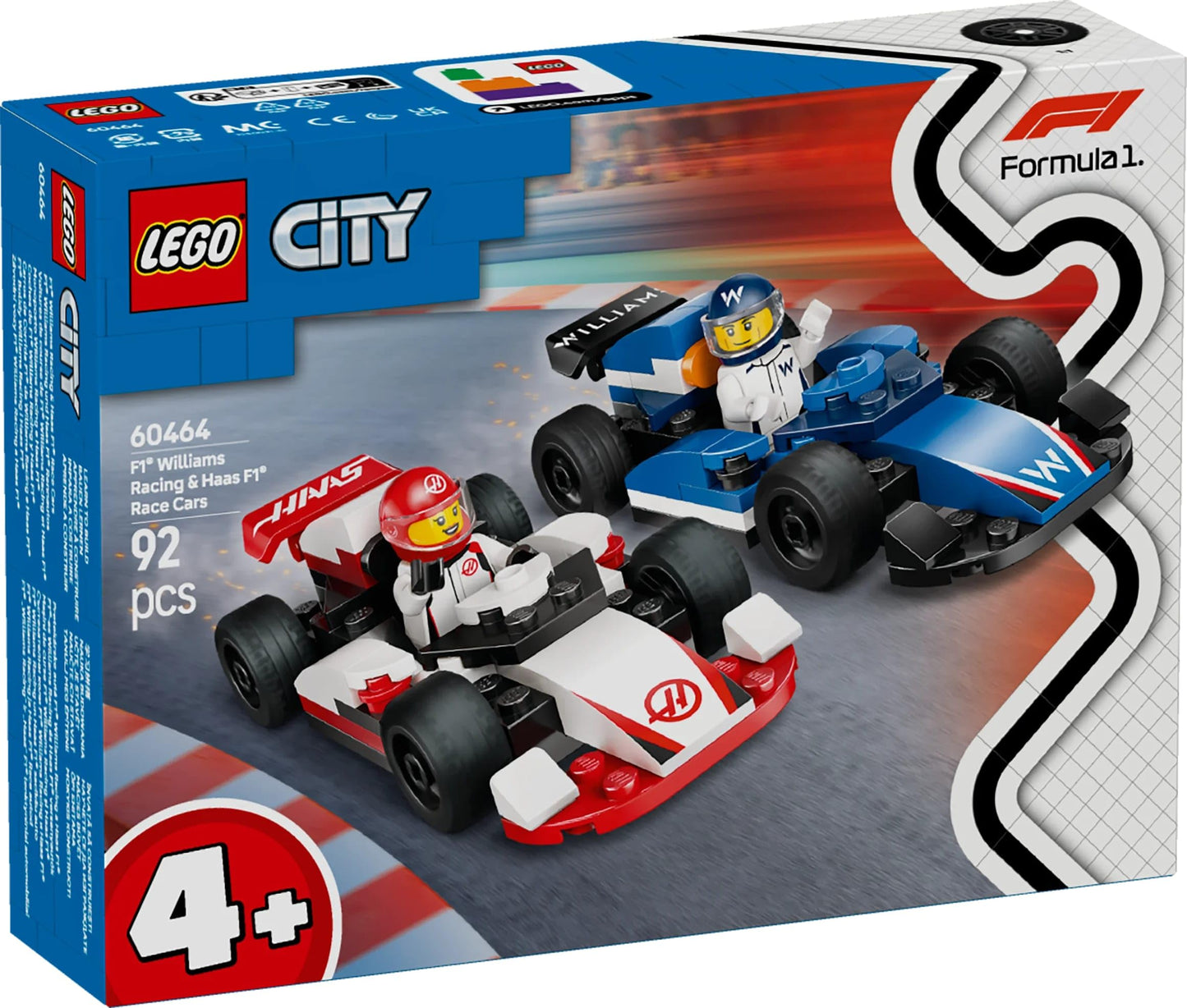 LEGO City 60464 F1 Williams Racing & Haas F1 Race Car Combo | Educational Building Set for Kids 4+