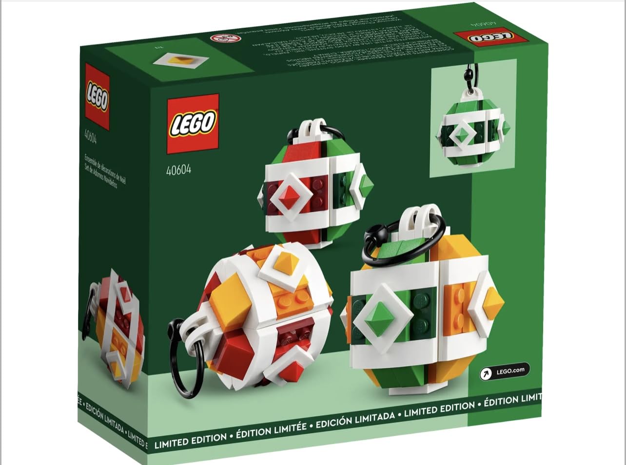 LEGO Limited Edition Christmas Decorations Set (40604) – 3 Festive Ornaments for Holiday Display