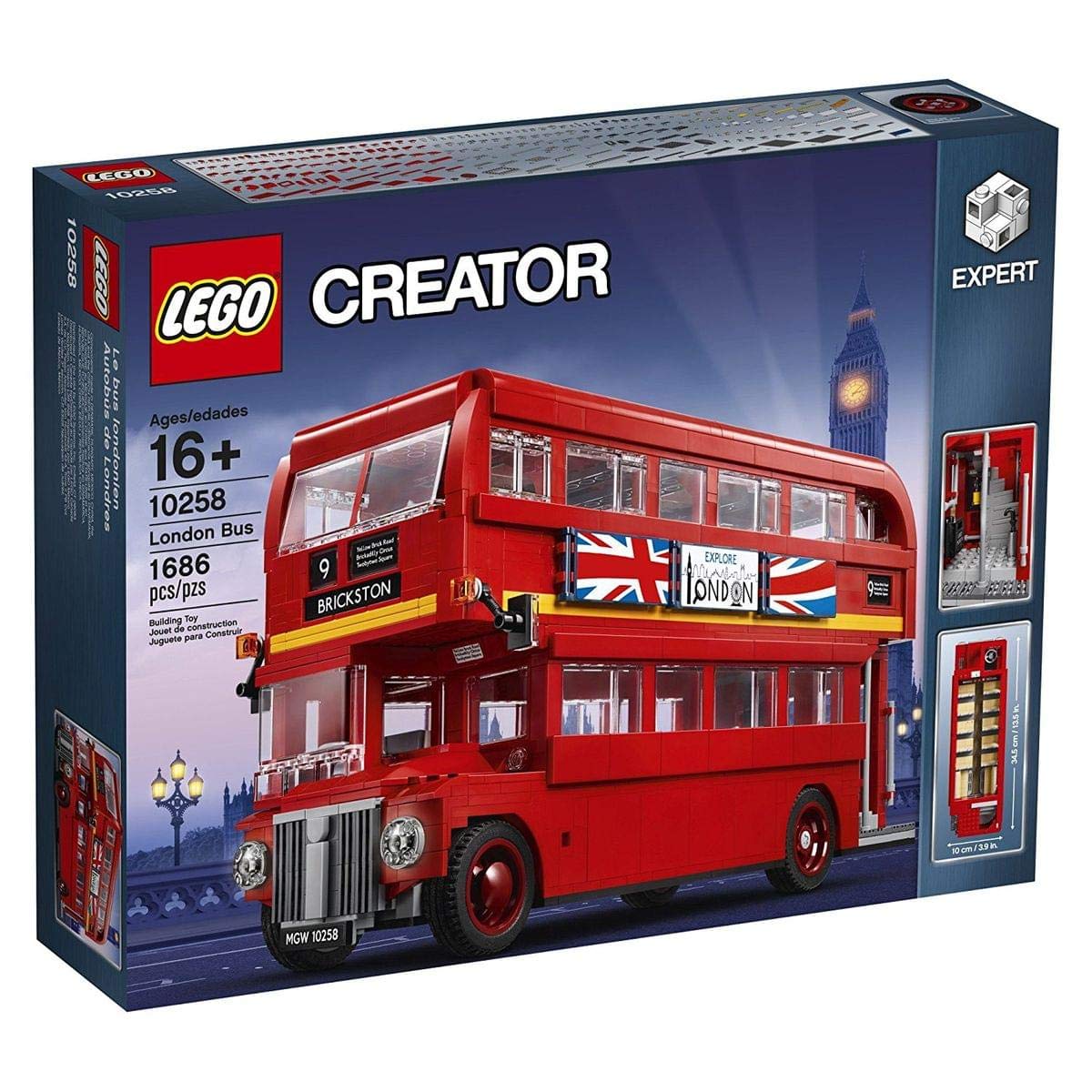LEGO Creator Expert London Bus 10258 Building Kit (1686 Pieces) – Authentic Double-Decker Design